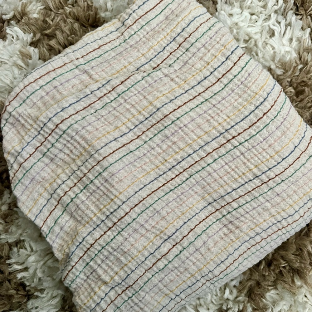 Mushie Extra Soft Muslin Crib Fitted Sheet - Retro Stripes